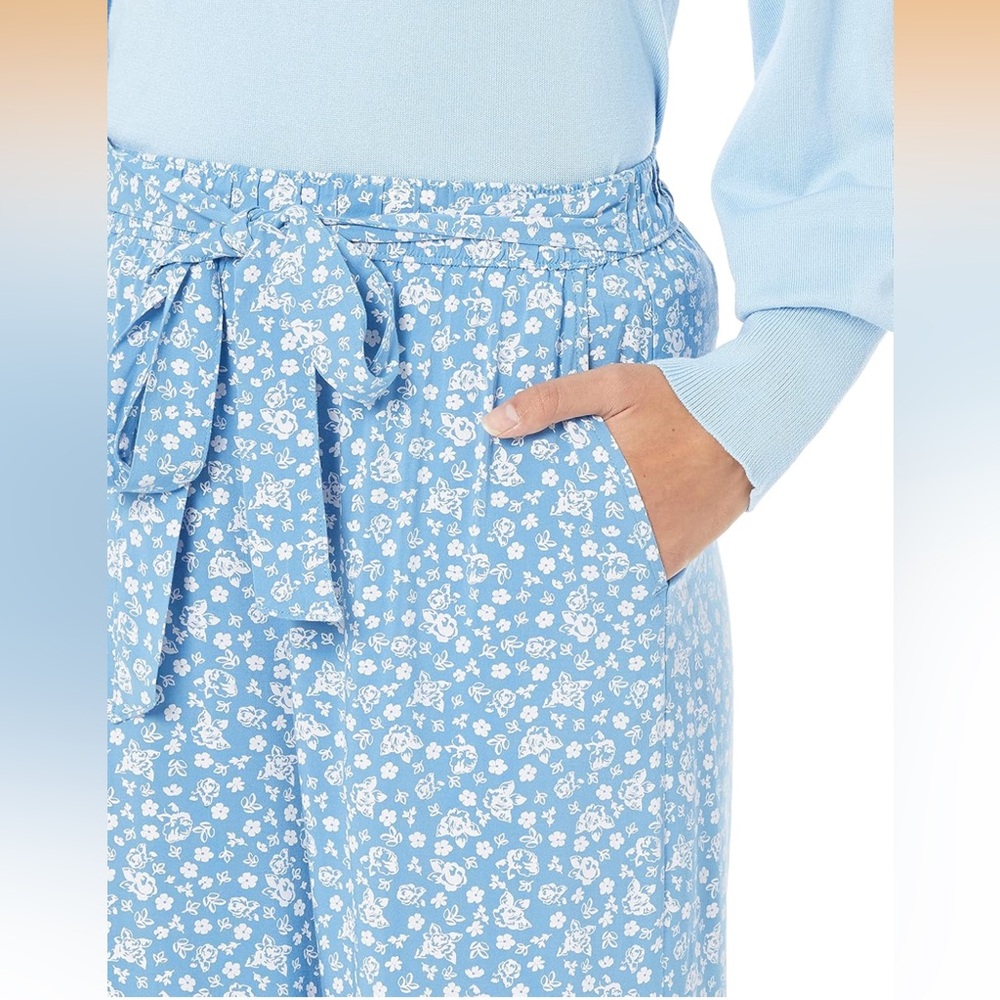 The Drop Blue Floral Pull On Pants with Tie Waist by @caralynmirand Size 2X - Picture 6 of 13